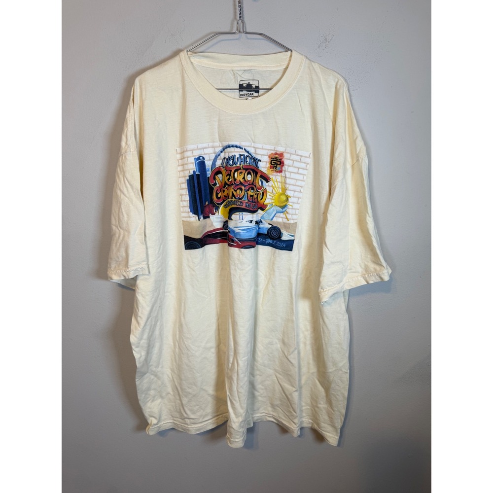 IndyCar Mens T-Shirt 2024 Detroit Grand Prix Graphic Cream 3XL NWT
